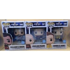 funko pop! Star Trek Jean-Luc Picard #1687 William Riker #1688 Jim Kirk #1689
